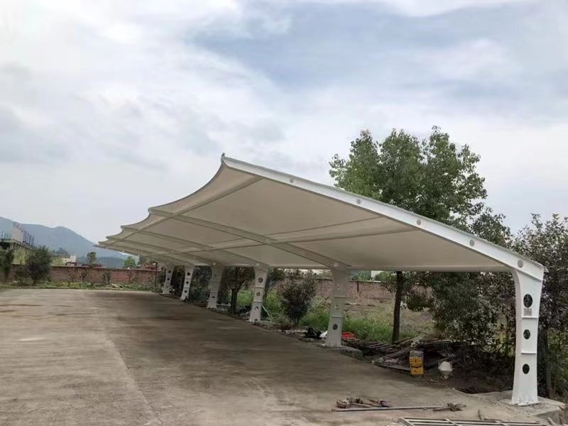 婺城区小区改造停车棚工程，膜结构非机动车棚定制厂家-2